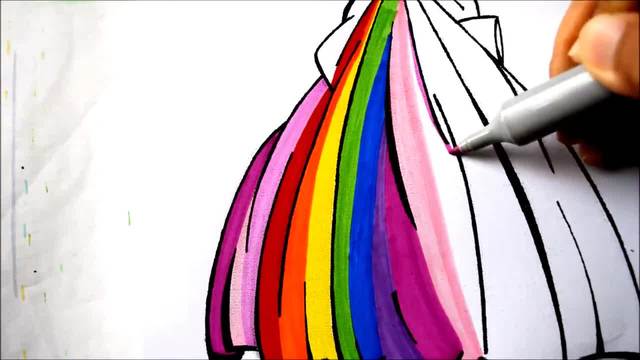 彩虹的公主簡筆畫