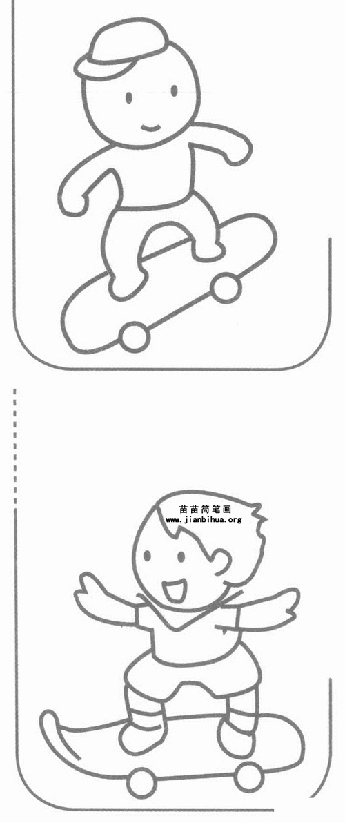 騎滑板車的人或動物簡筆畫